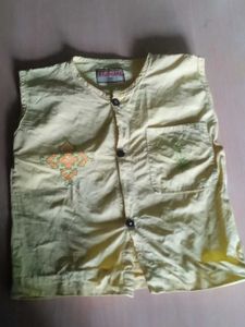 Yellow Embroidered Nehru Jacket
