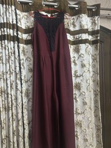 Maroon Lace Top Maxi Dress
