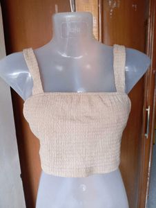 Stylish Smocked Crop Top &amp; Ripped Denim Shorts