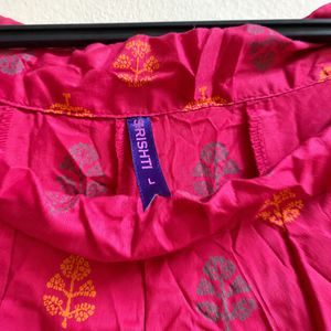 Vibrant Pink &amp; Orange Ethnic Print Skirt