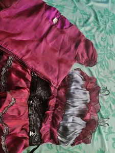 Girls maroon frill party wear frock
