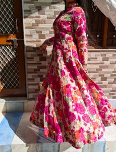 Magenta Ethnic Palazzo Pants and indo western slit