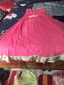 Pink Anarkali Gown Dress, With Jacket