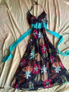 Boho Floral Halter Maxi Dress