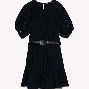 Chic Black Broderie Anglaise Mini Dress