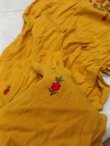 Yellow Embroidered Kurta