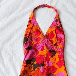 Vibrant Floral Halter Maxi Dress