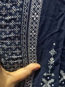 Navy Blue Printed Kurta