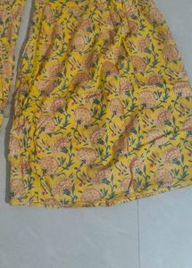 Yellow Floral Kurta Set with Sharara and Dupatta