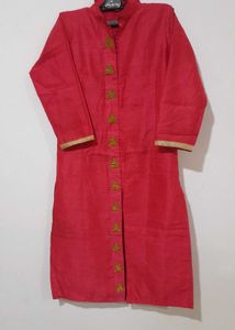 Elegant Red Kurta And Golden Pant
