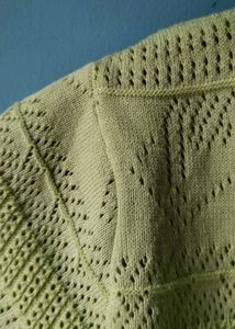 light green knitted button-front crop top