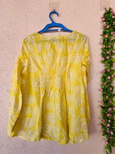 Vibrant Yellow Floral Print Kurta