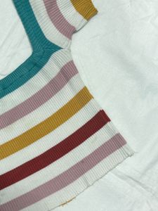 Striped Square Neck Knit Top