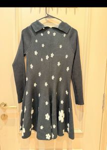 Chic Black Floral Knit Dress
