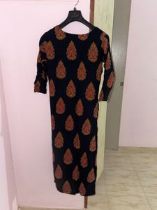 Elegant Black Printed Kurti with Palazzo (Size M)