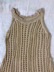 Women's Beige Knit Tank Top Style Dress