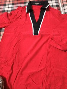 Vibrant Red Collared Top