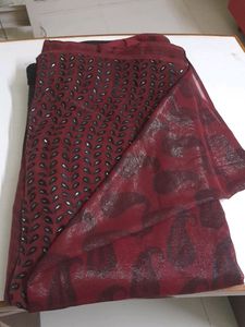 Polka Dots Saree.Party Wear.Stiched Blouse.Superb Maroon Colour.No Flaws