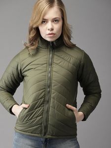Stylish Olive Green Padded Jacket
