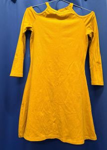 Mustard Yellow Cold Shoulder Dress
