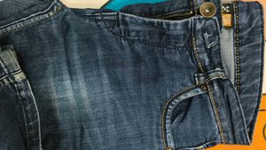 Dark Wash Slant Brand Denim Jeans
