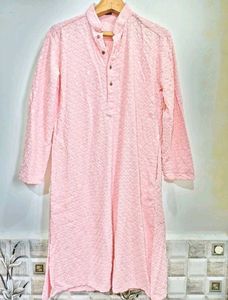 Men's Pink Chikankari Kurta