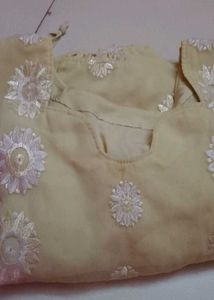 Cream Embroidered Kurta Set