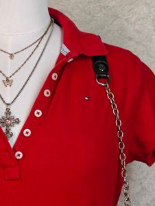 Red Tommy Hilfiger Polo Shirt