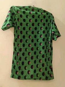 Green Polka Dot Fabric Piece