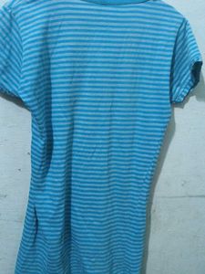 Blue Striped V-Neck T-Shirt