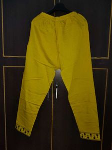 Yellow Kurta Set with Black Embroidery