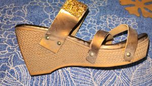 Glamorous Gold Wedge Sandals
