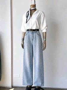 Light Wash Wide Leg Jeans with Rhinestones