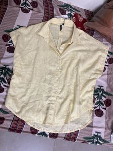 Stylish Yellow Linen Blend Shirt