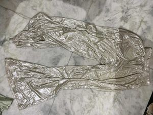 Silver Metallic Wide Leg Pants