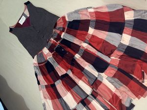 Stylish Plaid Skirt and Vest Set