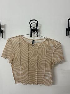 Sheer Swirl Print Mesh Top