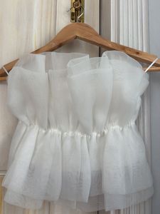 White Ruffle Tube Top