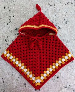 Red Crochet Baby Poncho