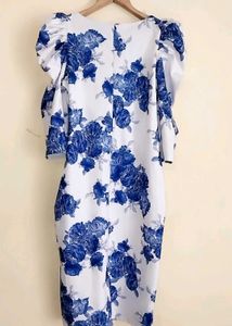 Floral Puff Sleeve Midi Dress
