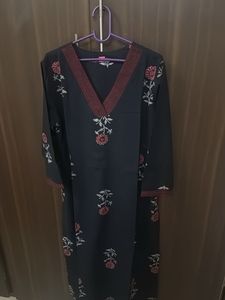 Elegant Dark Blue Floral Print Kurta