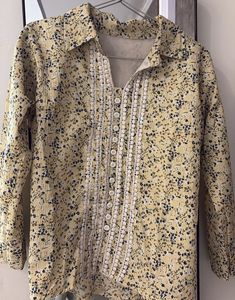 Floral Print Blouse with Lace Trim