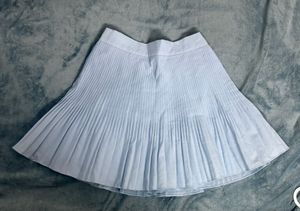 light blue pleated skirt
