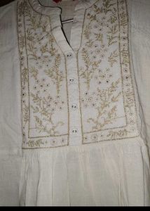 White Embroidered Tunic Top