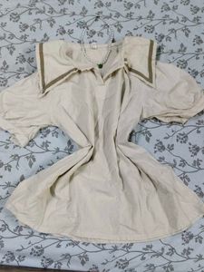 Beige Sailor Collar Top
