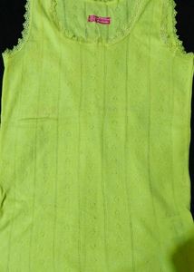 Fluorescent Lime Green Lace Trim Tank Top