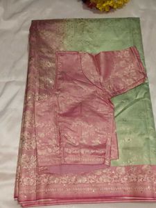 Pink Sequin Embroidered Saree with blouse