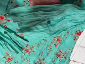 Beautifully Embroidered Teal Kurta Set