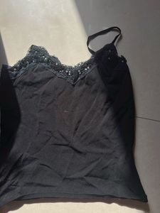 Elegant Black Lace Trim Cami Top chatpata y2k