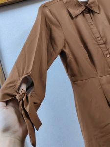 Elegant Brown Shirt Dress
